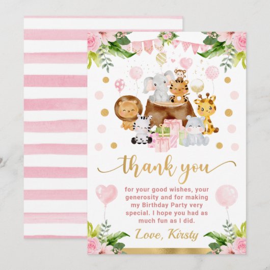 Waterverf Oerwoud Safari Bedankkaart (Voorkant / Achterkant)