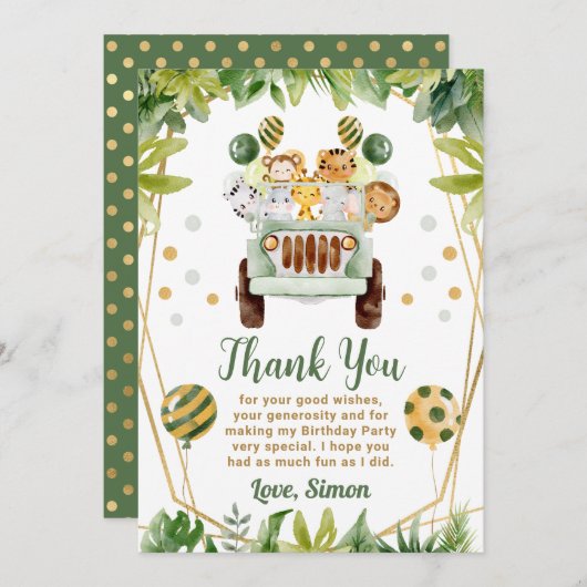 Waterverf Oerwoud Safari Bedankkaart (Voorkant / Achterkant)