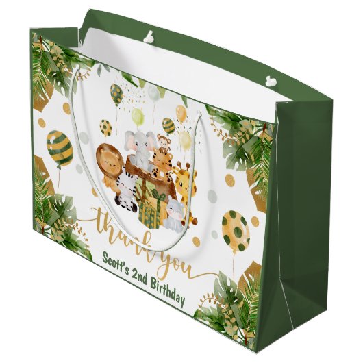 Waterverf Oerwoud Safari Birthday Groot Cadeauzakje (Achterkant Gekanteld)