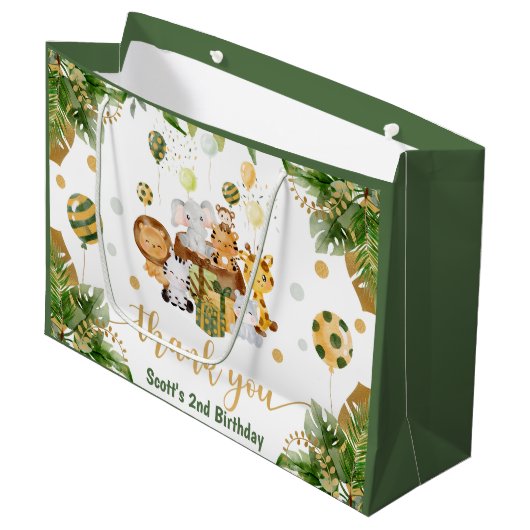 Waterverf Oerwoud Safari Birthday Groot Cadeauzakje (Voorkant Gekanteld)