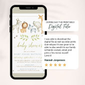 Waterverf Oerwoud Safari Dieren Baby Boy Shower Kaart