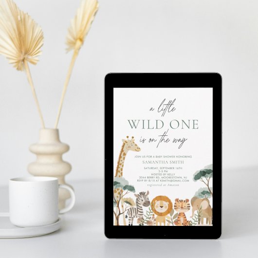 Waterverf Oerwoud Safari Dieren Baby shower Kaart