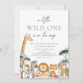 Waterverf Oerwoud Safari Dieren Baby shower Kaart (Voorkant)