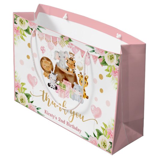 Waterverf Oerwoud Safari Floral Birthday Groot Cadeauzakje (Achterkant Gekanteld)