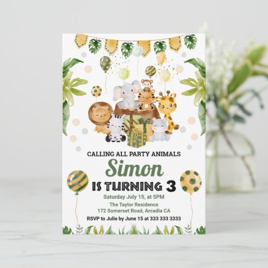 Waterverf Oerwoud Safari Kaart (Staand voorkant)