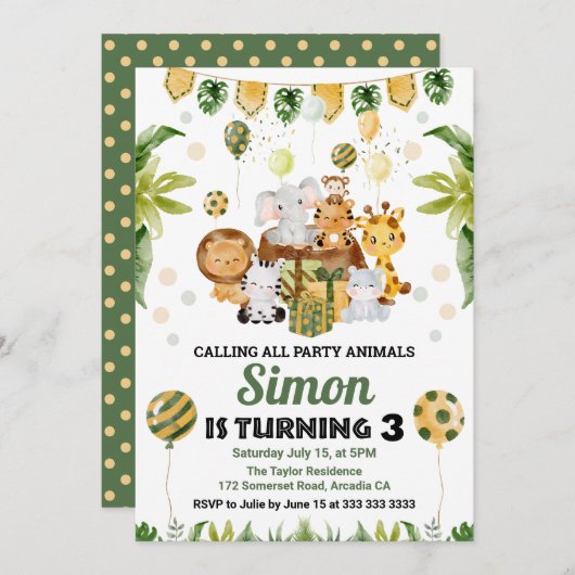 Waterverf Oerwoud Safari Kaart (Voorkant / Achterkant)