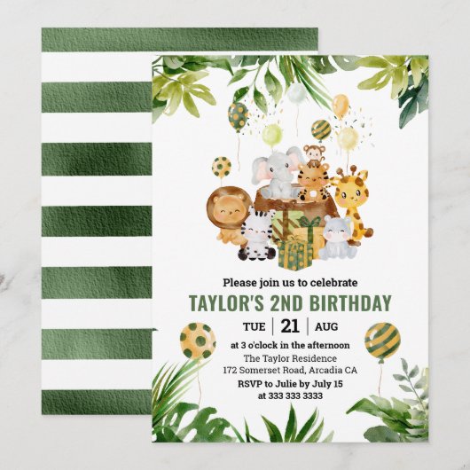 Waterverf Oerwoud Safari Kaart (Voorkant / Achterkant)