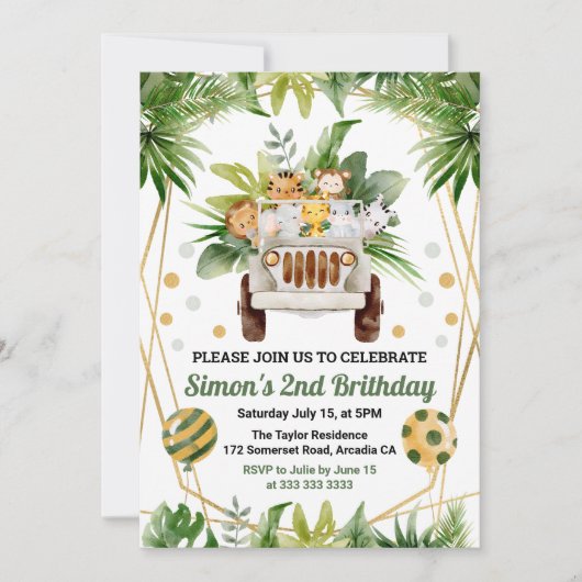 Waterverf Oerwoud Safari Kaart (Voorkant)