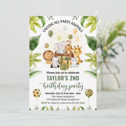 Waterverf Oerwoud Safari Kaart (Staand voorkant)