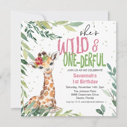 Waterverf Oerwoud Safari Wild 11e verjaardag iv Kaart (Voorkant)