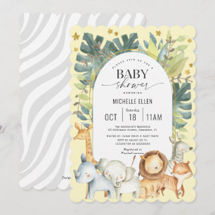 Waterverf Oerwoud thema Modern geel baby shower Kaart