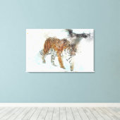 Waterverf Oerwoud Tiger Canvas Afdruk (Insitu (Houten vloer))