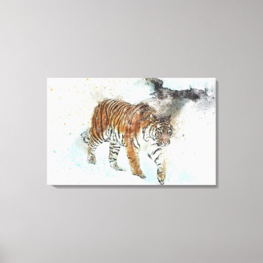 Waterverf Oerwoud Tiger Canvas Afdruk (Voorkant)