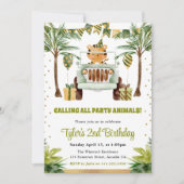 Waterverf Oerwoud Tijger Kinderen Verjaardag Kaart (Voorkant)