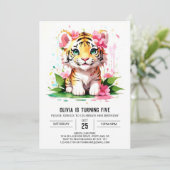 Waterverf Oerwoud Tijger Meisje Verjaardag Kaart (Staand voorkant)