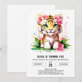 Waterverf Oerwoud Tijger Meisje Verjaardag Kaart (Voorkant / Achterkant)