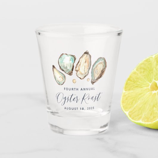 Waterverf Oester en parelooster Rooster Favor Shot Glas (Voorkant)