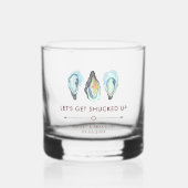 Waterverf Oester Kust Bruiloft aan Zee Whisky Glas (Voorkant)