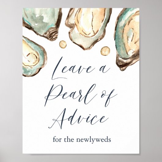 Waterverf Oester "Laat een parel van advies" Teken Poster (Voorkant)