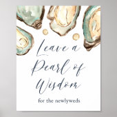 Waterverf Oester "Laat een Parel van Wijsheid" Tek Poster (Voorkant)