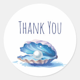 Waterverf oester met parel dank u ronde sticker