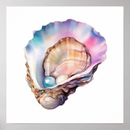 Waterverf Oester Poster