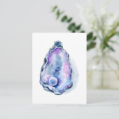 Waterverf oester schelp met peren briefkaart (Staand voorkant)