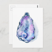 Waterverf oester schelp met peren briefkaart (Voorkant / Achterkant)