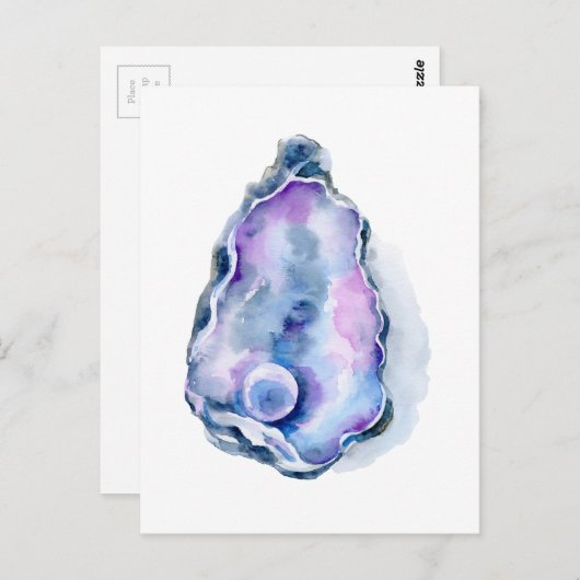 Waterverf oester schelp met peren briefkaart (Voorkant / Achterkant)