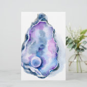 Waterverf oester schelp met peren briefpapier (Staand voorkant)