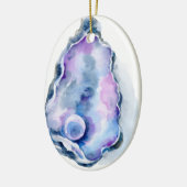 Waterverf oester schelp met peren keramisch ornament (Links)