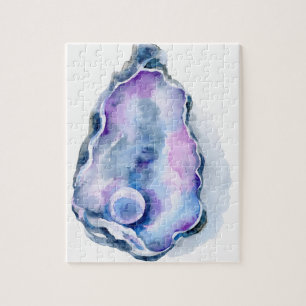 Waterverf oester schelp met peren legpuzzel