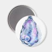 Waterverf oester schelp met peren magneet (Voorkant / Achterkant)