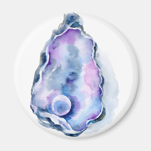 Waterverf oester schelp met peren magneet (Voorkant)