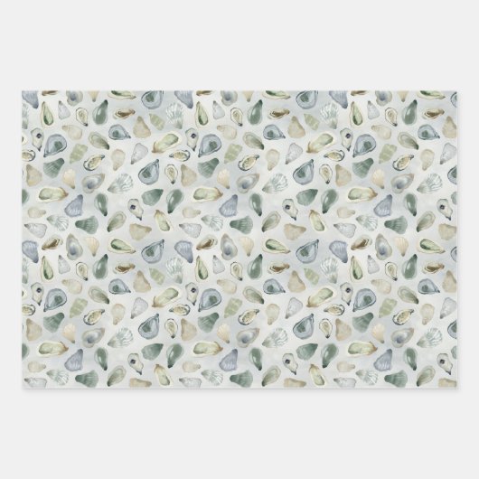 Waterverf oester schelpen cadeauverpakking inpakpapier vel (Voorkant 3)