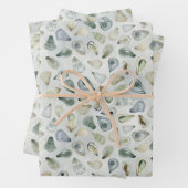 Waterverf oester schelpen cadeauverpakking inpakpapier vel (In situ)