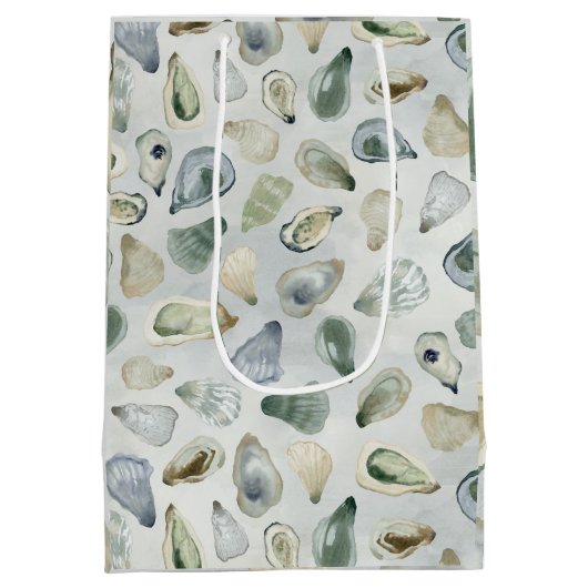 Waterverf oester schelpen cadeauverpakking medium cadeauzakje (Achterkant)