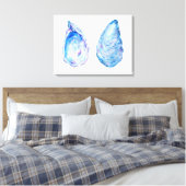 Waterverf oester schelpen canvas print (Insitu (Slaapkamer))
