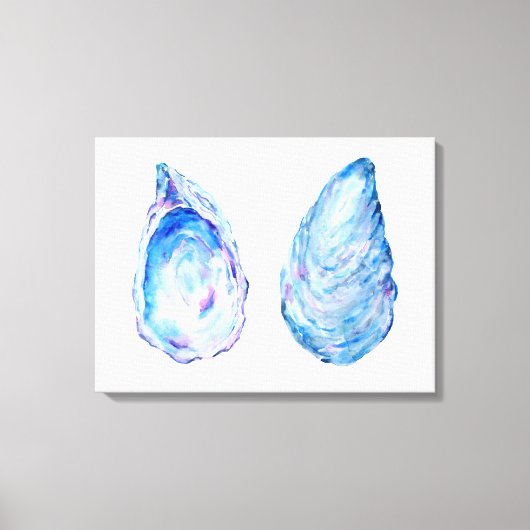 Waterverf oester schelpen canvas print (Voorkant)