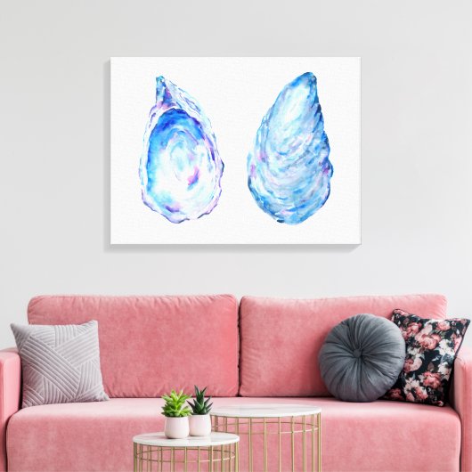 Waterverf oester schelpen canvas print (Insitu (Woonkamer))