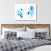 Waterverf oester schelpen canvas print (Insitu (Slaapkamer))
