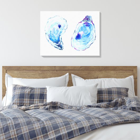 Waterverf oester schelpen canvas print (Insitu (Slaapkamer))
