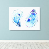 Waterverf oester schelpen canvas print (Insitu (Houten vloer))