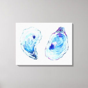 Waterverf oester schelpen canvas print
