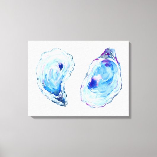 Waterverf oester schelpen canvas print (Voorkant)