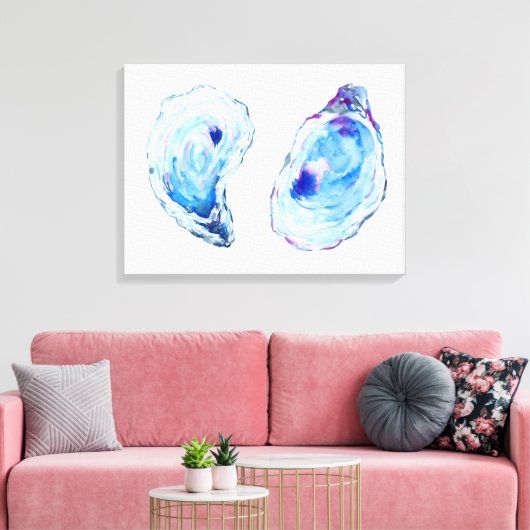 Waterverf oester schelpen canvas print (Insitu (Woonkamer))