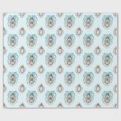Waterverf oesters blauw boog monogram cadeaupapier (Vlak)