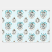 Waterverf oesters blauw boog monogram inpakpapier vel (Voorkant 3)