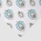 Waterverf oesters blauw boog monogram tissuepapier (Detail)