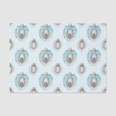 Waterverf oesters blauw boog monogram tissuepapier (Voorkant)